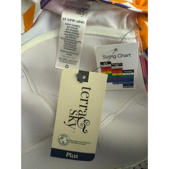 Terra & Sky 1X Tankini Top Swimwear Floral Molded Cup Underwire NWT Plus Size - Picture 13 of 14